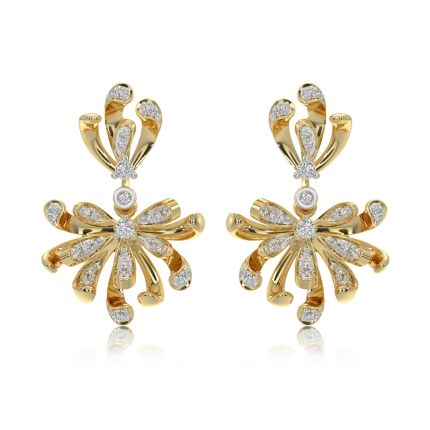 Flower 14Kt Yellow Gold Dangler Earrings