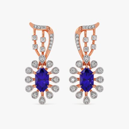 Teardrop Charm 14Kt Rose Gold Diamond Earrings