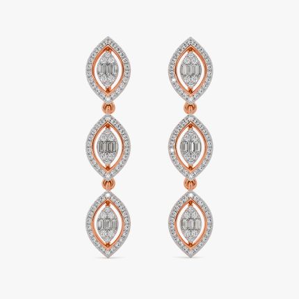 Chic 14Kt Rose Gold Diamond Drop Earrings