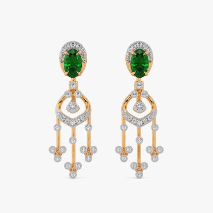 Vibrant 14Kt Yellow Gold Diamond Drop Earrings