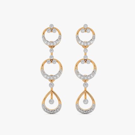 Radiant 14Kt Yellow Gold Diamond Dangler Earrings