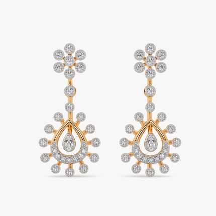 Radiant Elegance 14Kt Yellow Gold Diamond Earrings
