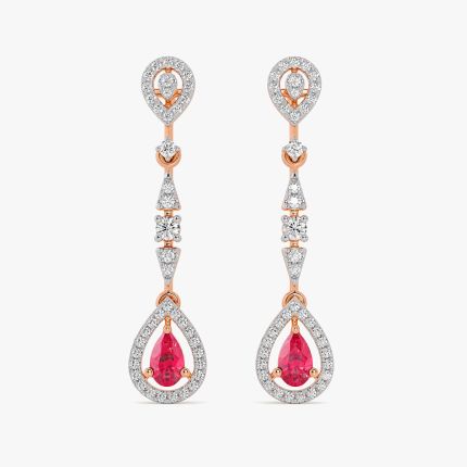 Elegant Drop 14Kt Rose Gold Diamond Dangler Earrings