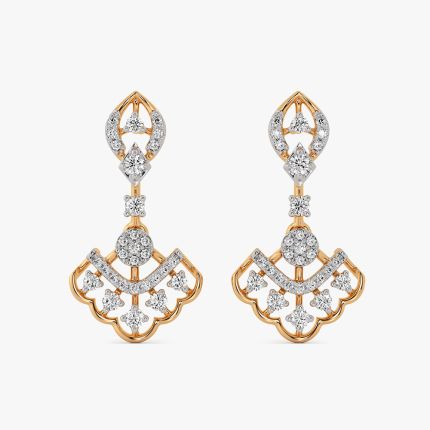 Glamorous 14Kt Yellow Gold Diamond Dangler Earrings