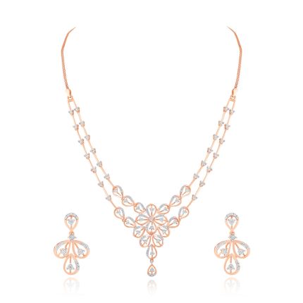14KT Rose Gold Astra Necklace and Earring Set