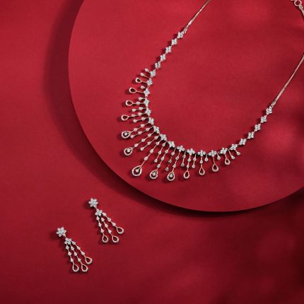 Floral Miracle Plate Diamond Necklace Set