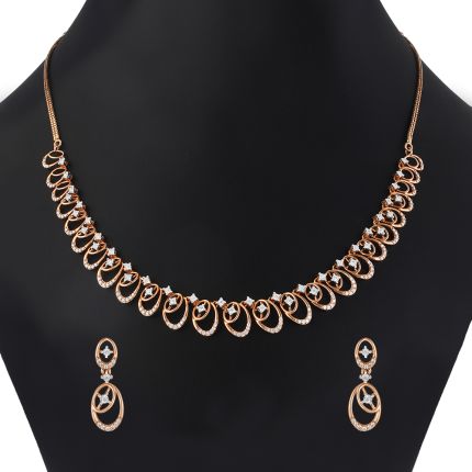 Uniquely Designed 14KT Rose Gold Necklace and Earring Set