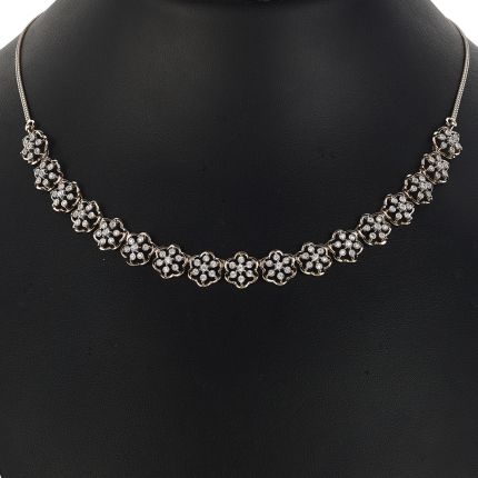 Floral Diamond and Rose Gold Necklace
