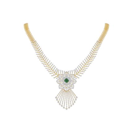 Sophisticated Floral Diamond Yellow Necklace