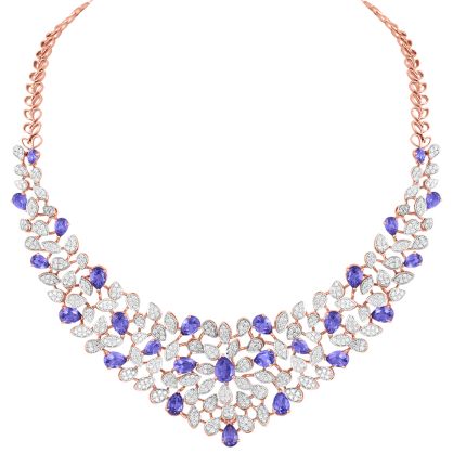 Enchanted Tanzanite Stone Rose Gold Diamond Necklace