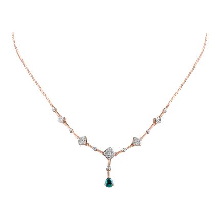 Sophisticated Geometric Diamond Rose Necklace