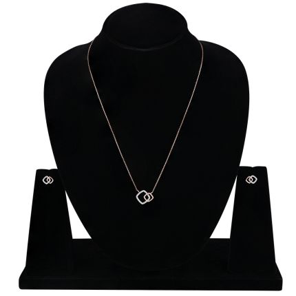 Opal Glow Diamond 14KT Rose Gold Necklace Set