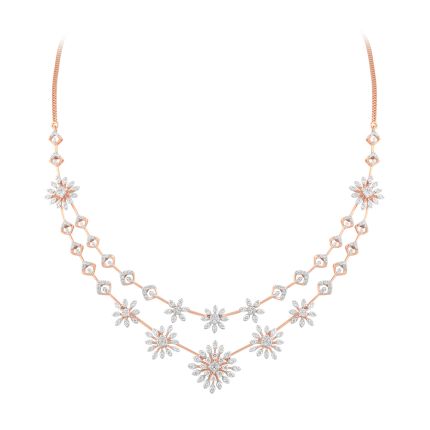 Scintillating Rose Gold Layered Diamond Necklace