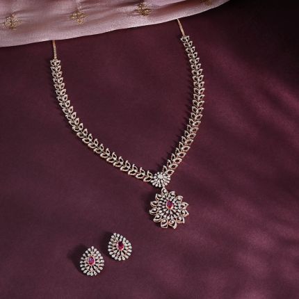 Festive Floral Diamond Necklace Set