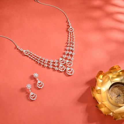 Floral Rose Petal 18KT Necklace Set