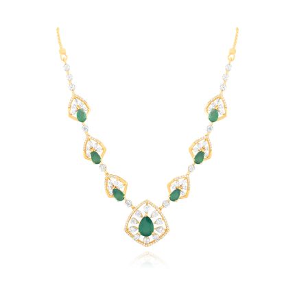 Green Onyx Diamond Yellow Gold Necklace