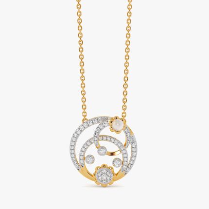 Delicate Cosmos 14KT Diamond Pearl Necklace