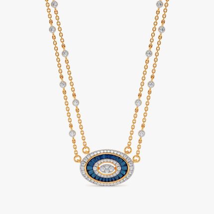Twilight Shades 14KT Diamond and Blue Stone Layered Necklace
