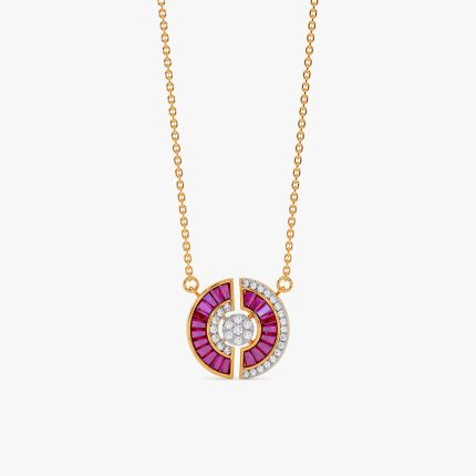 Fiery Shades 14KT Diamond and Pink Stone Pendant Necklace