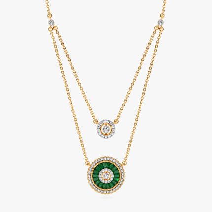 Lush Shades 14KT Diamond and Green Stone Layered Necklace
