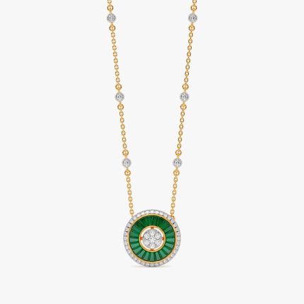Vernal Shades 14KT Diamond and Green Stone Pendant Necklace