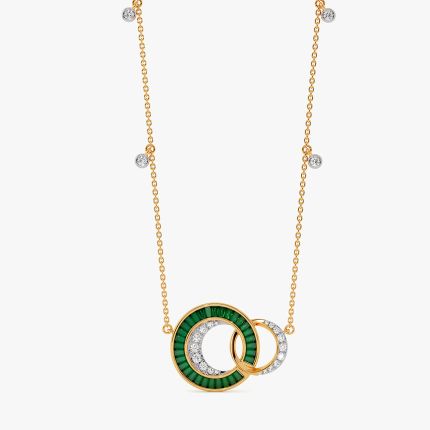 Eternal Shades 14KT Diamond and Green Stone Pendant Necklace