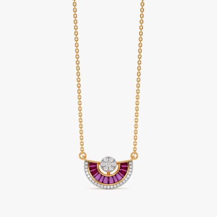 Lunar Shades 9KT Diamond and Pink Stone Pendant Necklace