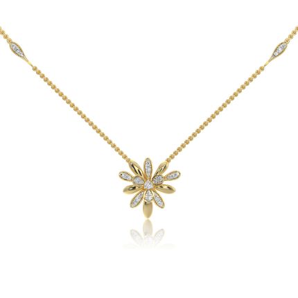 Graceful Floral 9Kt Yellow Gold Necklace