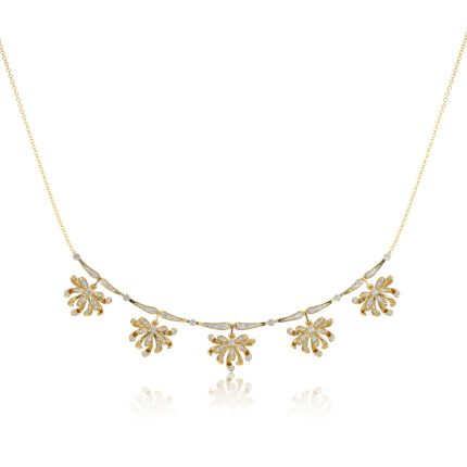 Flower 14Kt Yellow Gold Short Necklace