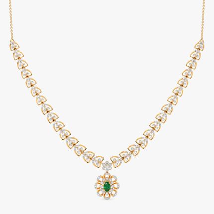 Floral Beauty 14Kt Yellow Gold Diamond Necklace