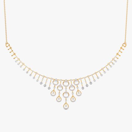 Radiant 14Kt Yellow Gold Diamond Necklace