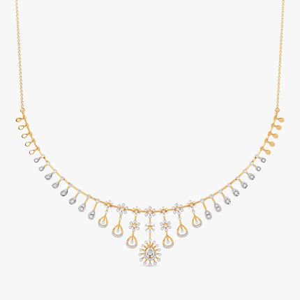 Radiant Elegance 14Kt Yellow Gold Diamond Necklace