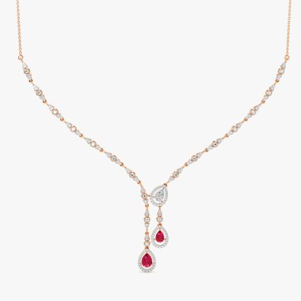 Elegant Drop 14Kt Rose Gold Diamond Necklace