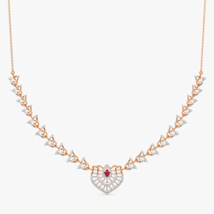 Floral Glow 14Kt Rose Gold Diamond Necklace