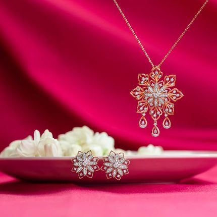 Stunning Diamond Jewellery Set in 18KT Rose Gold