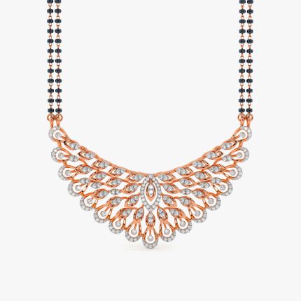 Peacock Motif 18KT Rose Gold and Diamond Mangalsutra