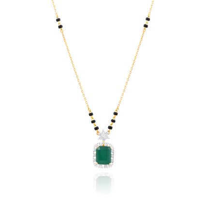 Green Pendant Delicate Diamond Mangalsutra