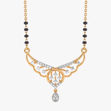 Graceful Curve 14Kt Yellow Gold Diamond Mangalsutra