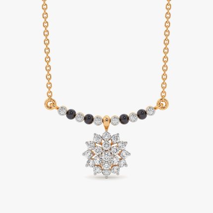 Striking Floral 14Kt Yellow Gold Diamond Mangalsutra