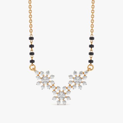 Floral Elegance 14Kt Yellow Gold Diamond Mangalsutra