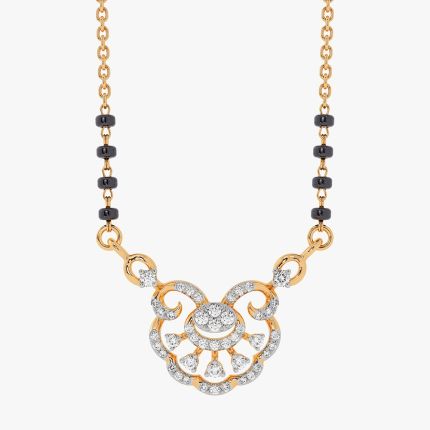 Versatile 14Kt Yellow Gold Diamond Mangalsutra