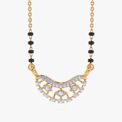 Sparkling 14Kt Yellow Gold Diamond Mangalsutra