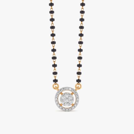 Stylish Circular 14Kt Yellow Gold Diamond Mangalsutra