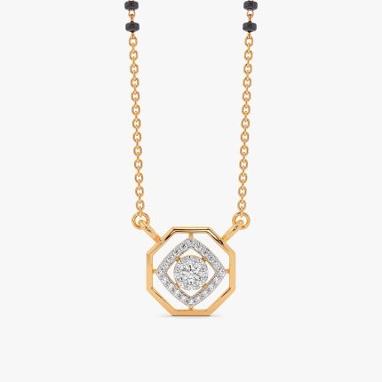Minimal Sparkle 14Kt Yellow Gold Diamond Mangalsutra