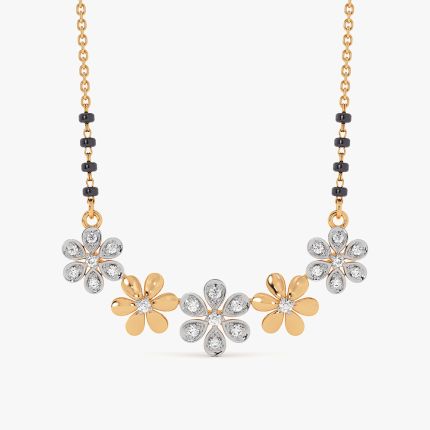 Brilliance Floral 14Kt Yellow Gold Diamond Mangalsutra