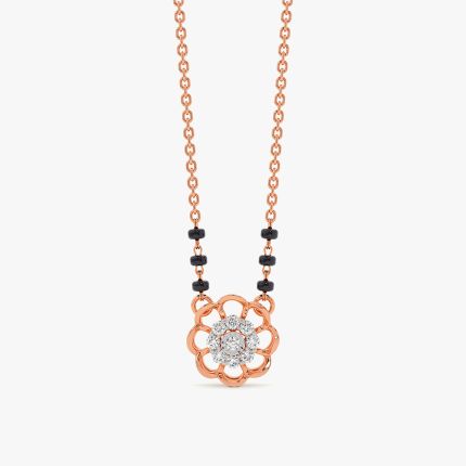 Radiant 14Kt Rose Gold Diamond Mangalsutra