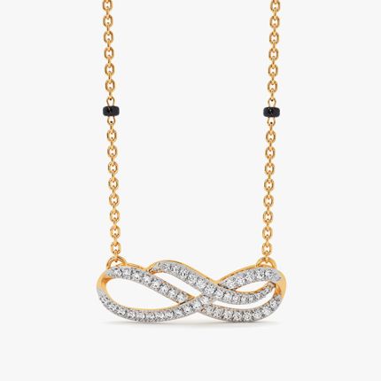 Sleek Everyday 14Kt Yellow Gold Diamond Mangalsutra