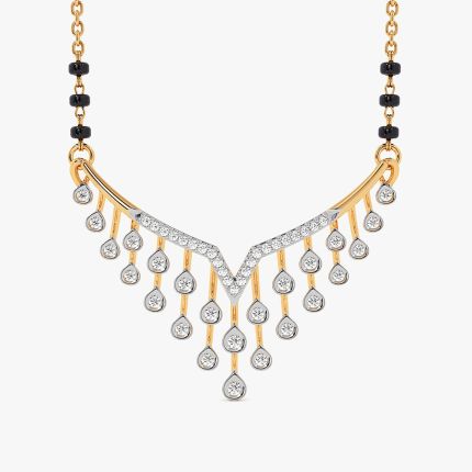 Radiant 14Kt Yellow Gold Diamond Mangalsutra