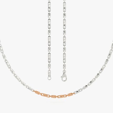 Charm Artistry White and Rose Fancy Platinum Chain