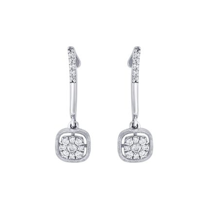 Geometric Design Diamond and Platinum Earrings